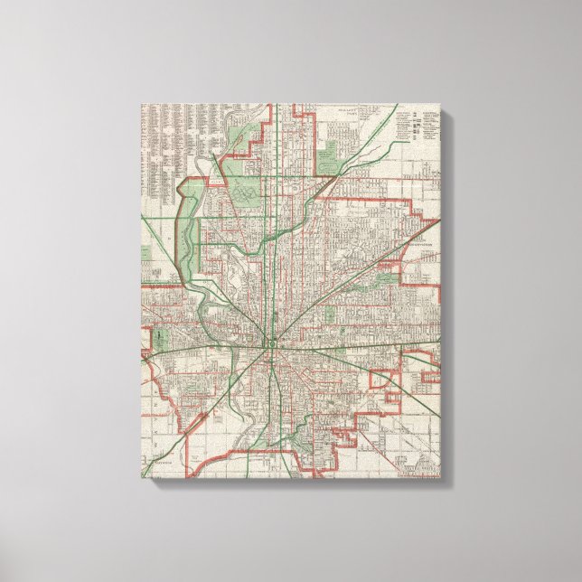 Vintage Map of Indianapolis Indiana (1921) Canvas Print (Front)