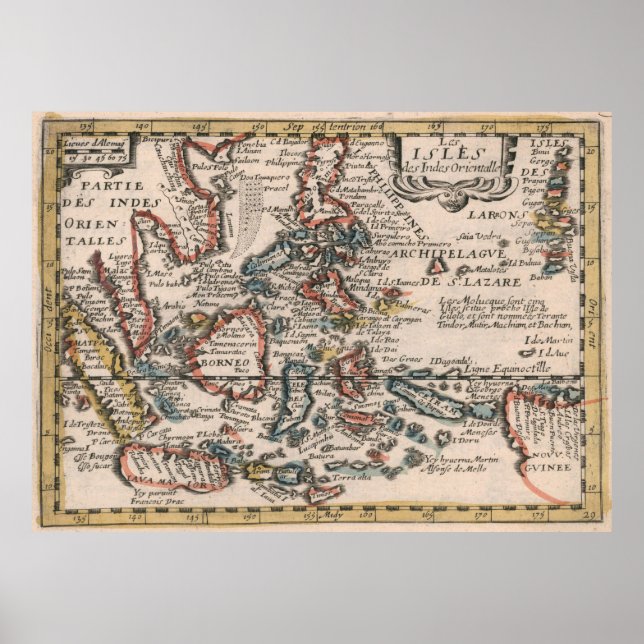 Vintage Map of Indonesia and The Philippines Poster (Front)