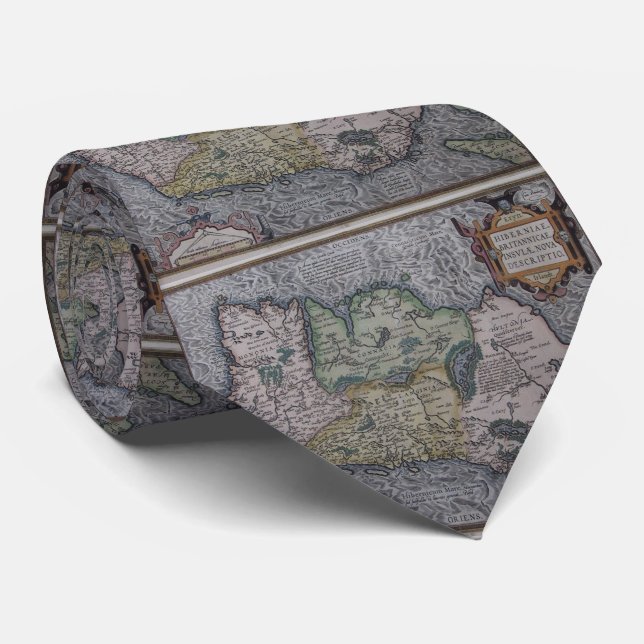 Vintage Map of Ireland (1592) Tie (Rolled)