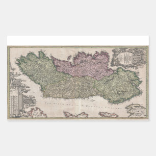 Vintage Map of Ireland (1716) Rectangular Sticker
