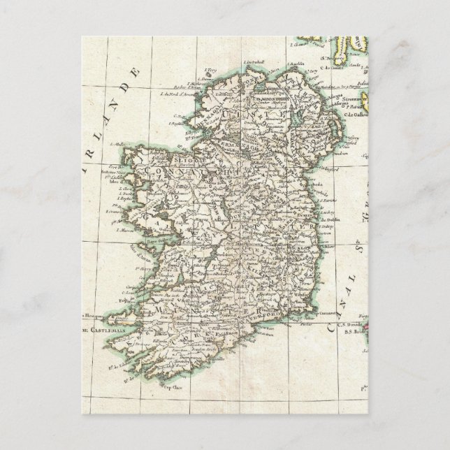 Vintage Map of Ireland (1771) Postcard (Front)
