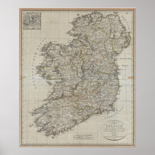 Vintage Map of Ireland (1804) Poster