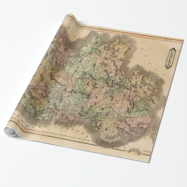 Vintage Map of Ireland (1831) Wrapping Paper (Unrolled)