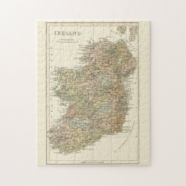 Vintage Map of Ireland 1862 Puzzle (Vertical)