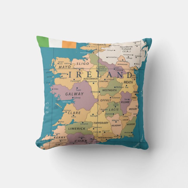 Vintage Map of Ireland Cushion (Front)