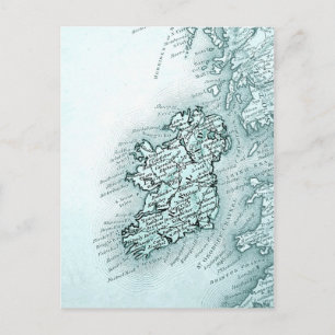 Vintage map of Ireland, green Postcard
