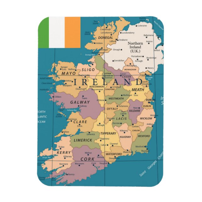 Vintage Map of Ireland Magnet (Vertical)