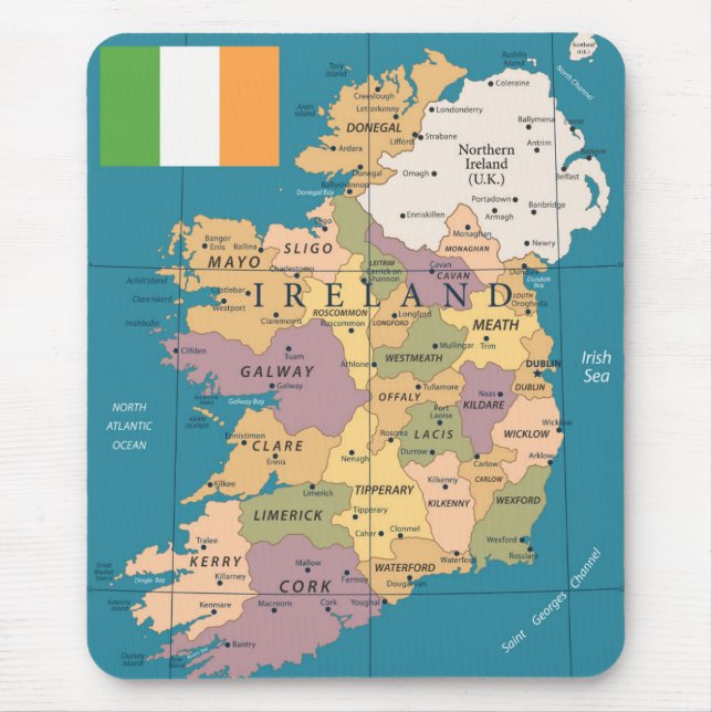 Vintage Map of Ireland Mouse Mat (Front)