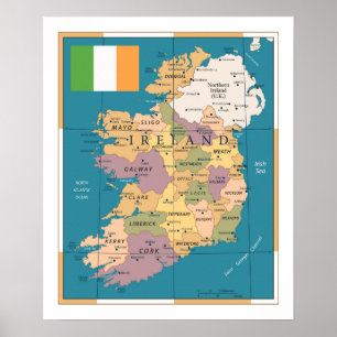Vintage Map of Ireland Poster
