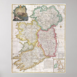 Vintage Map of Ireland Poster