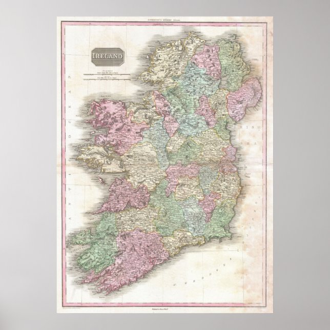 Vintage Map of Ireland Poster (Front)