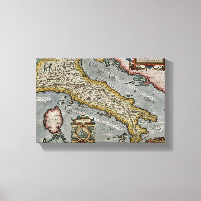 Vintage Map of Italy (1584) Canvas Print (Front)