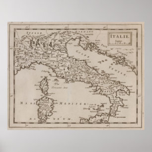 Vintage Map of Italy (1681) Poster