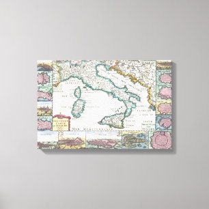 Vintage Map of Italy (1706) Canvas Print
