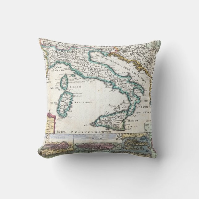 Vintage Map of Italy (1706) Cushion (Front)