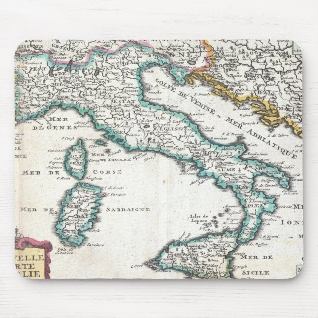 Vintage Map of Italy (1706) Mouse Mat (Front)