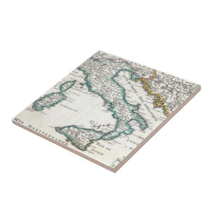 Vintage Map of Italy (1706) Tile