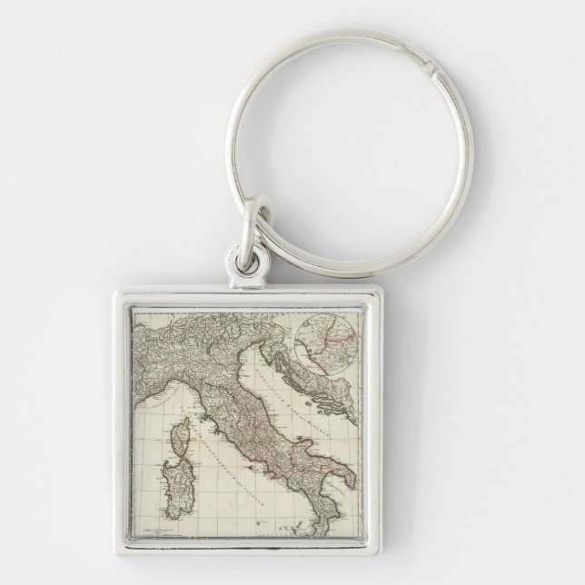 Vintage Map of Italy (1764) Key Ring (Front)