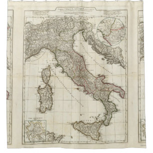 Vintage Map of Italy (1764) Shower Curtain