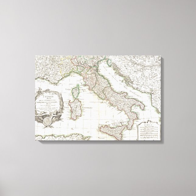 Vintage Map of Italy (1770) Canvas Print (Front)