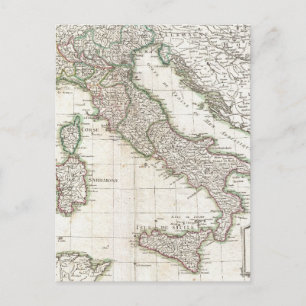 Vintage Map of Italy (1770) Postcard