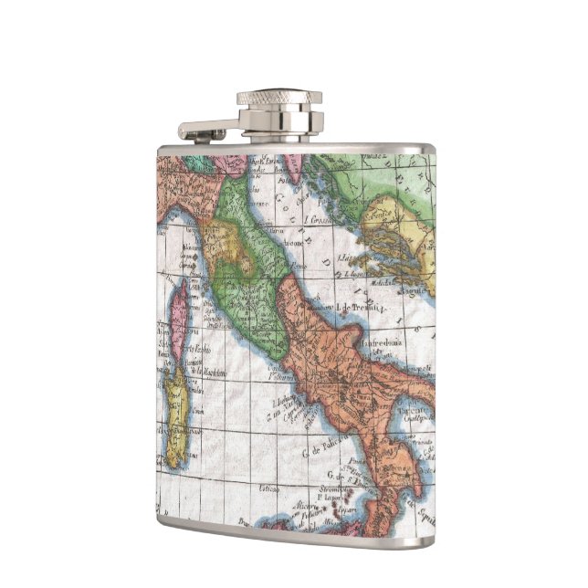 Vintage Map of Italy (1780) Hip Flask (Left)