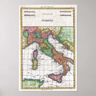 Vintage Map of Italy (1780) Poster