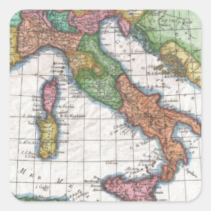 Vintage Map of Italy (1780) Square Sticker