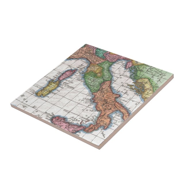 Vintage Map of Italy (1780) Tile (Side)