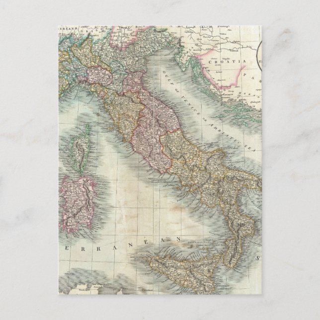 Vintage Map of Italy (1799) Postcard (Front)