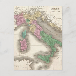 Vintage Map of Italy (1827) Postcard