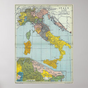 Vintage Map of Italy (1912) Poster