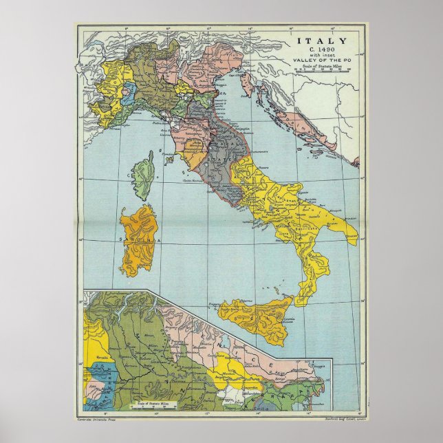 Vintage Map of Italy (1912) Poster (Front)