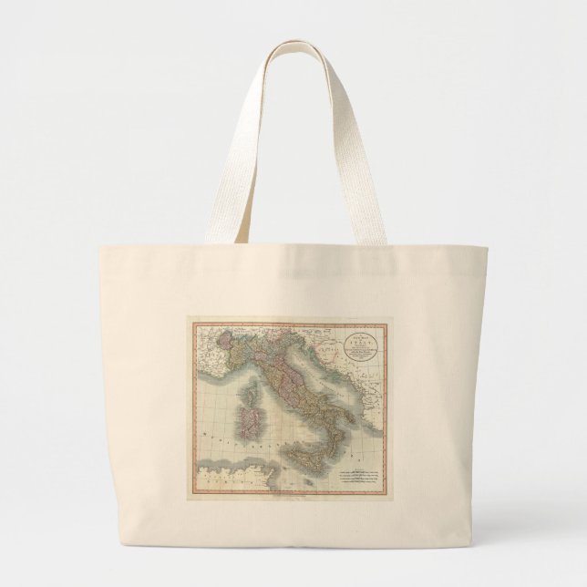 Vintage Map of Italy Large Tote Bag (Front)