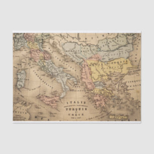 Vintage Map of Italy, Turkey & Greece Tissue Paper