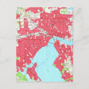 Vintage Map of Jacksonville Florida (1964) 2 Postcard