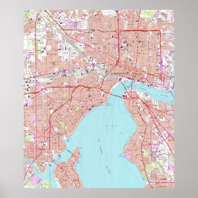 Vintage Map of Jacksonville Florida (1964) Poster (Front)