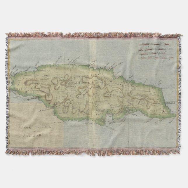 Vintage Map of Jamaica (1780) Throw Blanket (Front)
