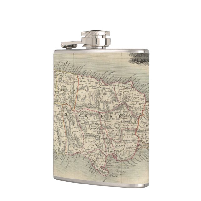 Vintage Map of Jamaica (1851) Hip Flask (Left)