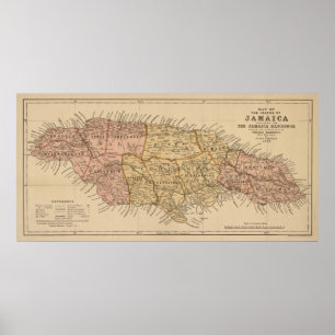 Vintage Map of Jamaica (1893) Poster