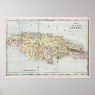 Vintage Map of Jamaica (1901) Poster