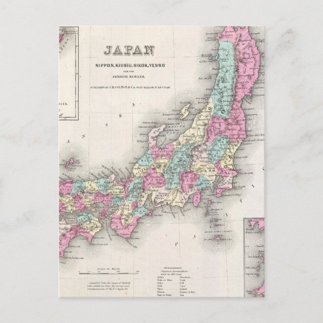 Vintage Map of Japan (1855) Postcard (Front)