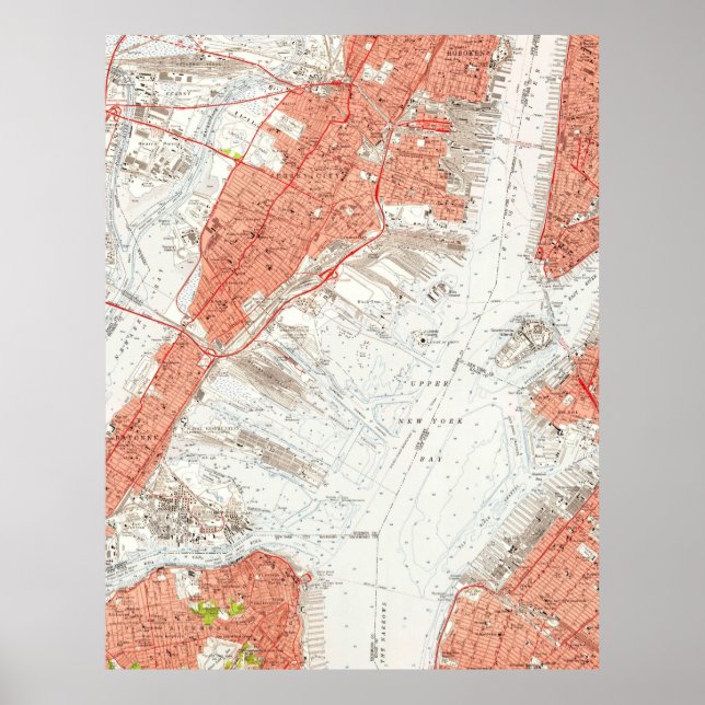 Vintage Map of Jersey City NJ (1955) Poster (Front)