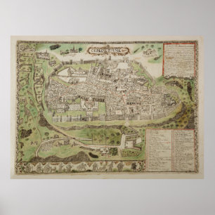 Vintage Map of Jerusalem Israel (16th Century) Poster