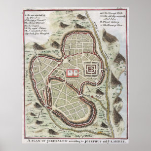 Vintage Map of Jerusalem Israel (1730) Poster