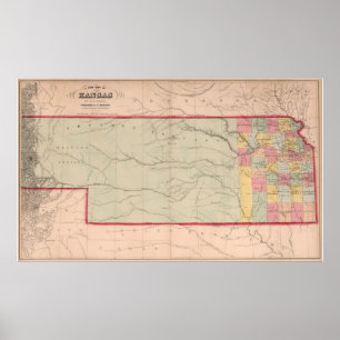 Vintage Map of Kansas (1859) Poster
