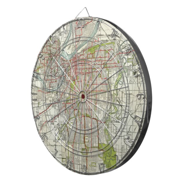 Vintage Map of Kansas City Missouri (1920) Dartboard (Front Right)