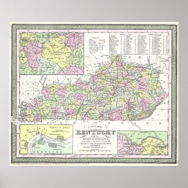 Vintage Map of Kentucky (1850) Poster (Front)