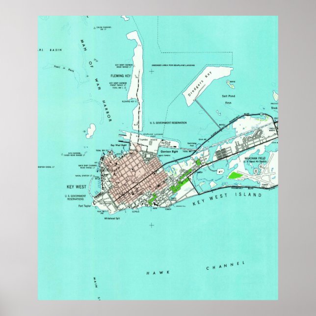 Vintage Map of Key West Florida (1962) Poster (Front)