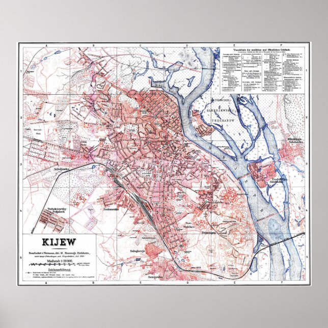 Vintage Map of Kiev Ukraine (1918) Poster (Front)